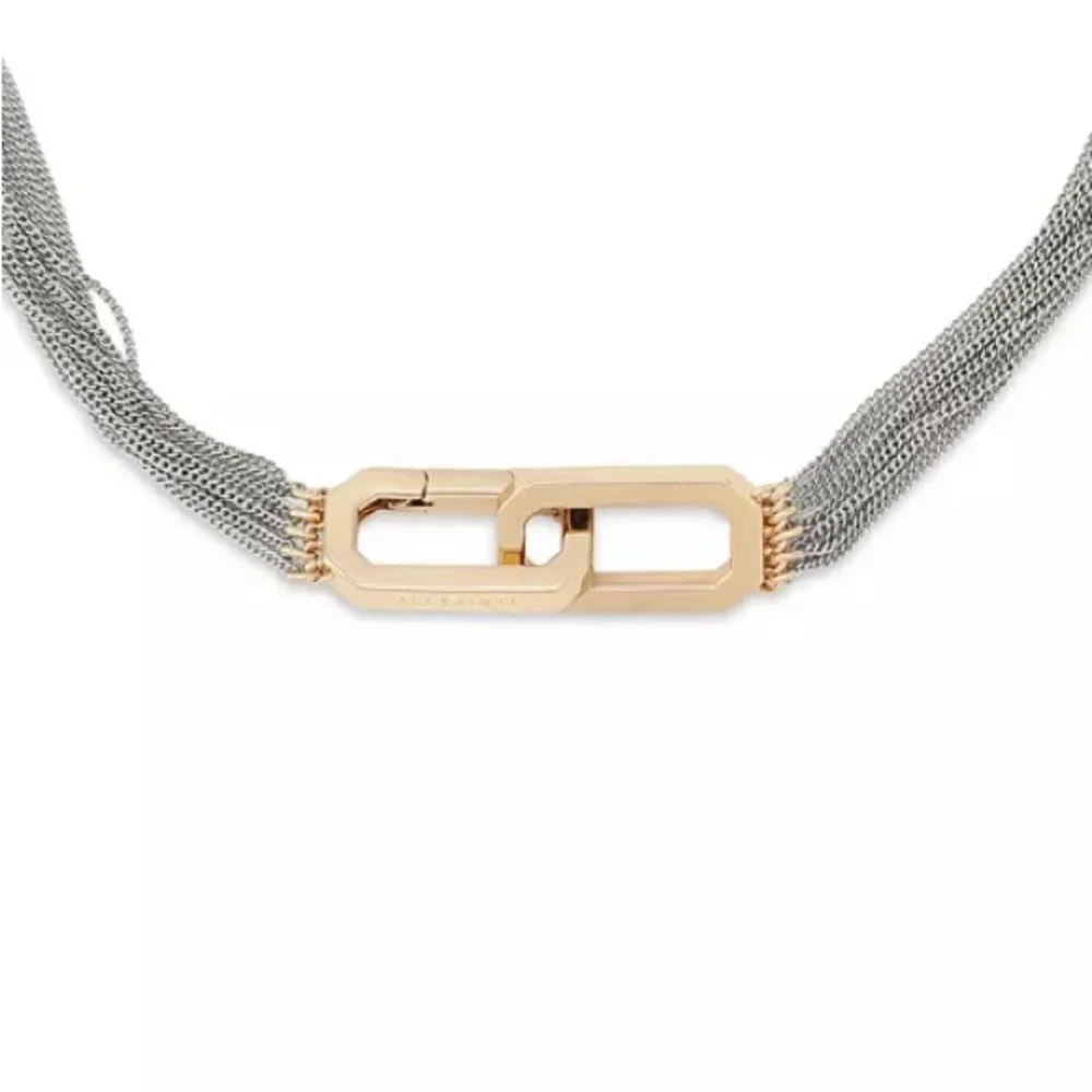 ALLSAINTS Carabiner Multi Chain Collar Necklace, 15" NWT - Picture 2 of 8